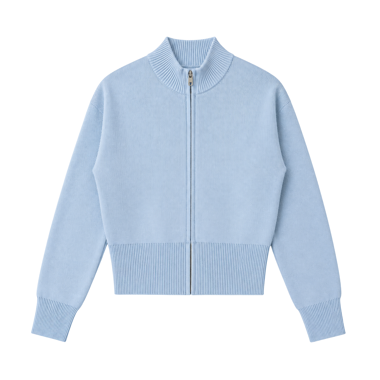 Women's Mock Neck Zip Up Cardigan | Cropped Cotton Knit Jacket
