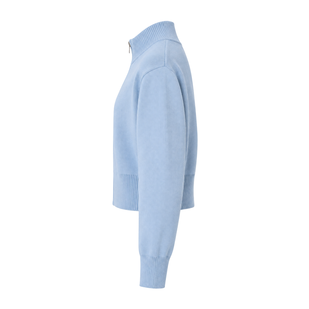 Women's Mock Neck Zip Up Cardigan | Cropped Cotton Knit Jacket
