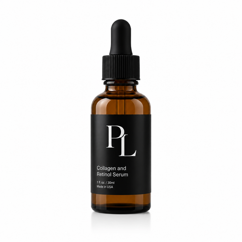 Collagen & Retinol Serum | Firming & Hydrating Formula Amberserumbottleonwhitebackdrop