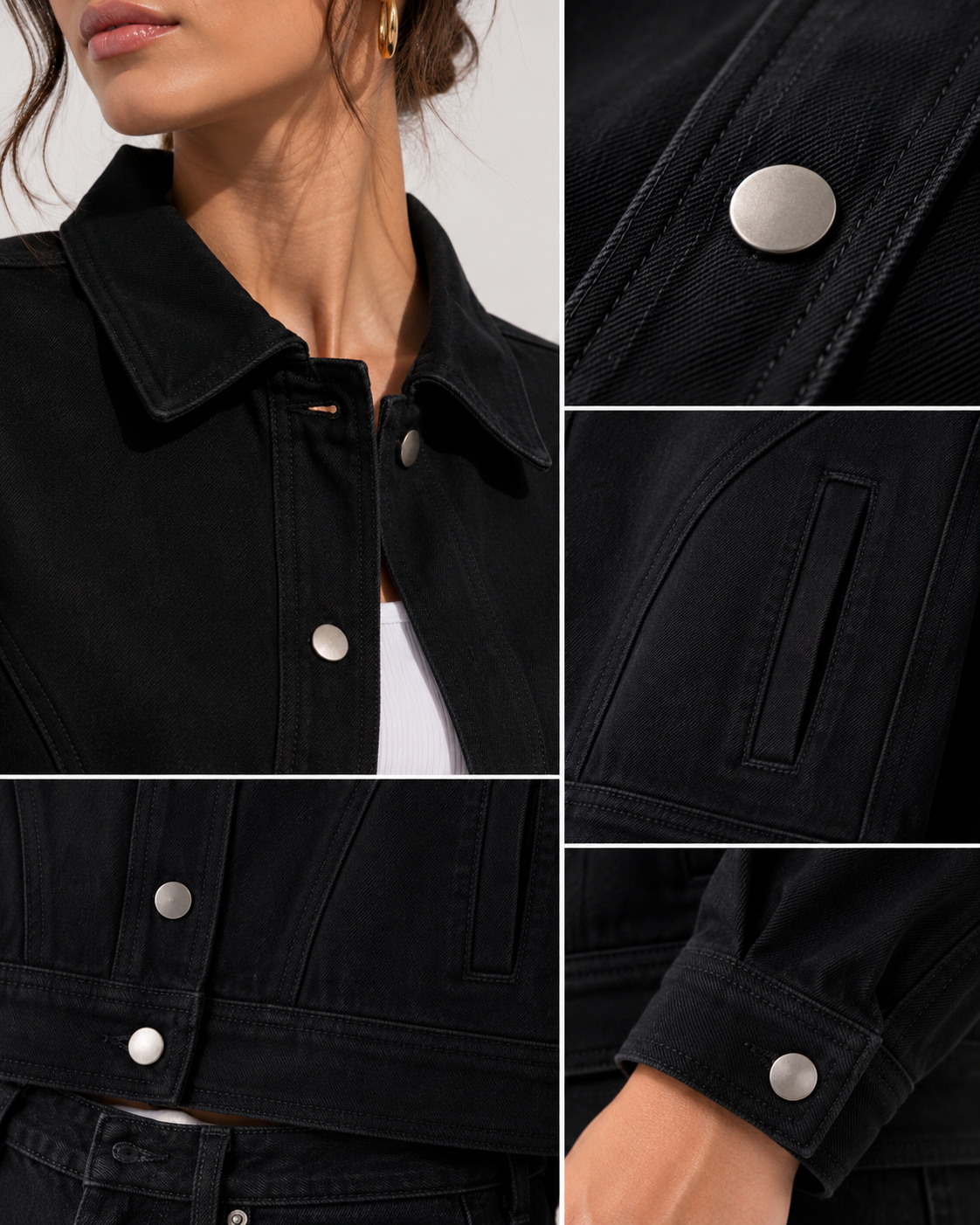 The Cropped Denim Jacket Black_denim_jacket_close-up_details