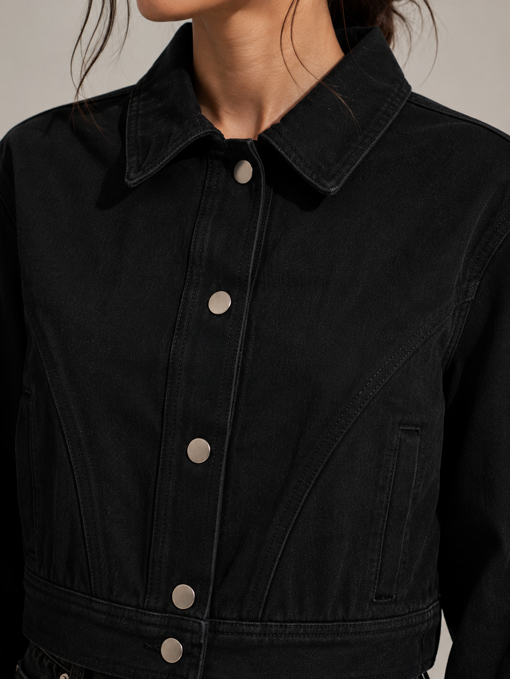 The Cropped Denim Jacket Black_denim_jacket_close-up_shot