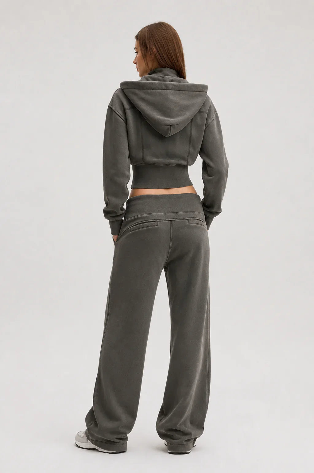 Vintage Washed Cropped Fleece Hoodie for Women Casualchicinathleisurewear