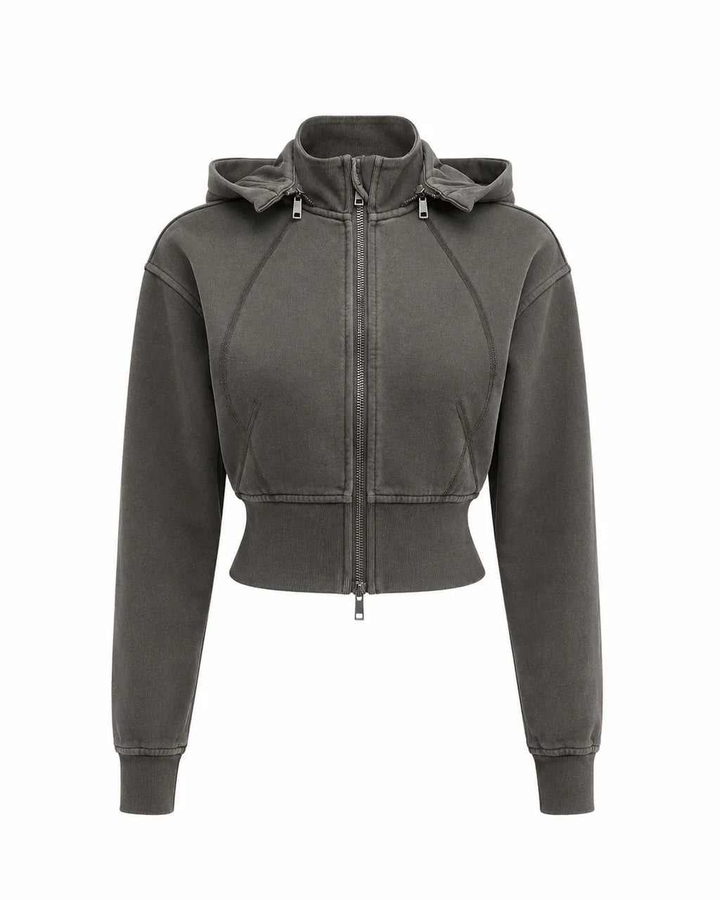 Vintage Washed Cropped Fleece Hoodie for Women