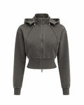 Vintage Washed Cropped Fleece Hoodie for Women