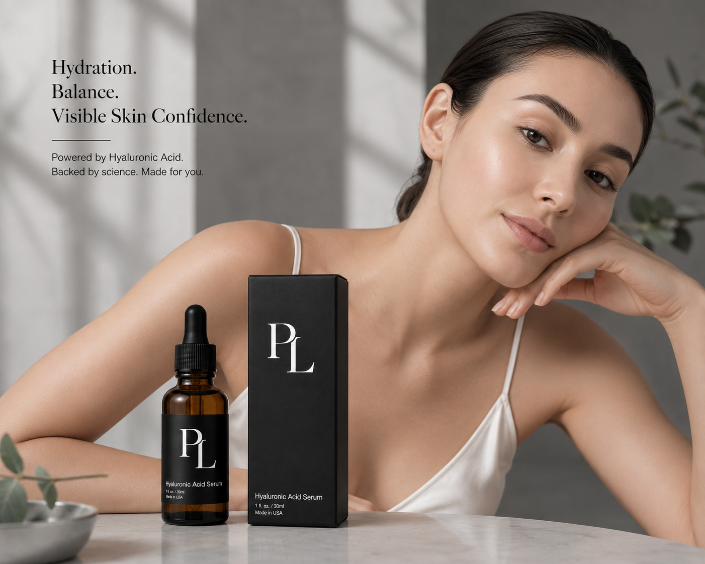 Hyaluronic Acid Serum | Deep Hydration & Plumping Formula Elegant_skincare_hydration_advertisement
