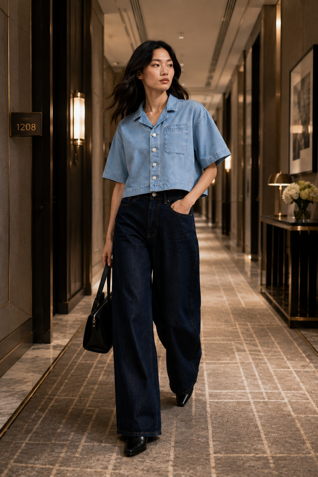 Vintage Wash Boxy Cropped Lyocell Shirt for Women Elegantstrolldownaluxuryhallway