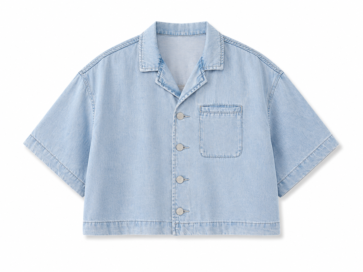 Vintage Wash Boxy Cropped Lyocell Shirt for Women