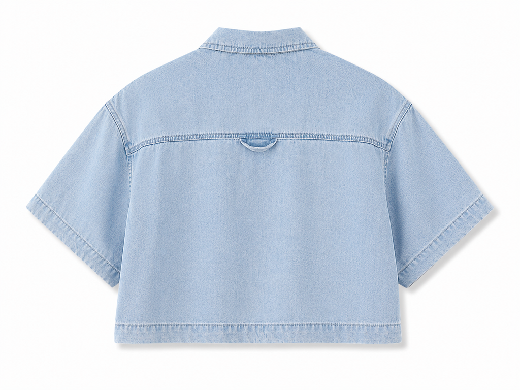 Vintage Wash Boxy Cropped Lyocell Shirt for Women