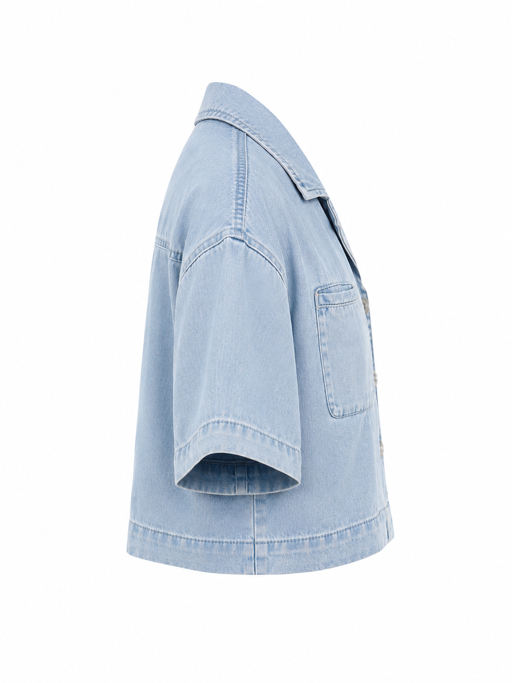 Vintage Wash Boxy Cropped Lyocell Shirt for Women Lightbluedenimshirtjacketprofile