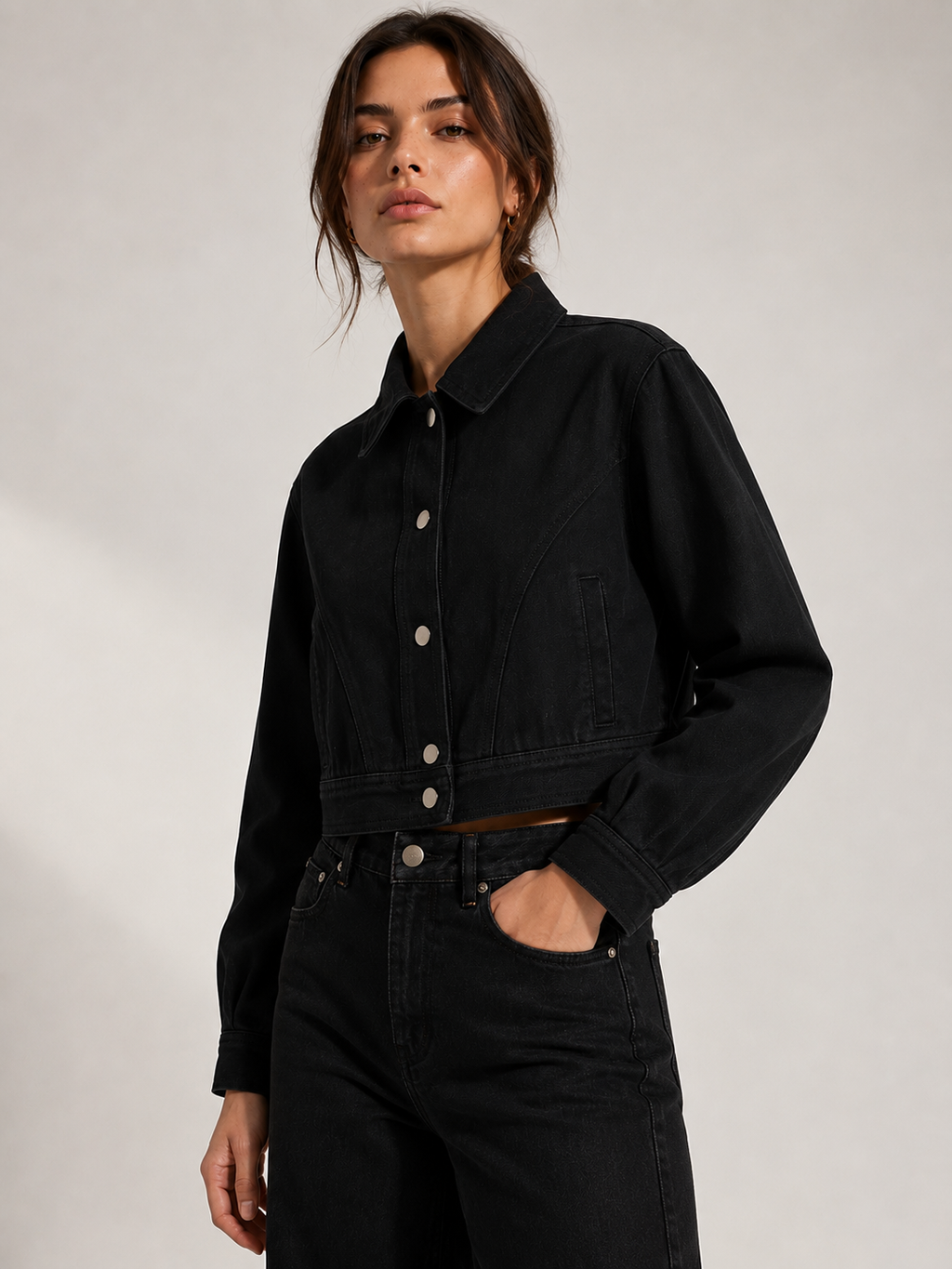 The Cropped Denim Jacket Minimalist_fashion_portrait_in_black_attire2