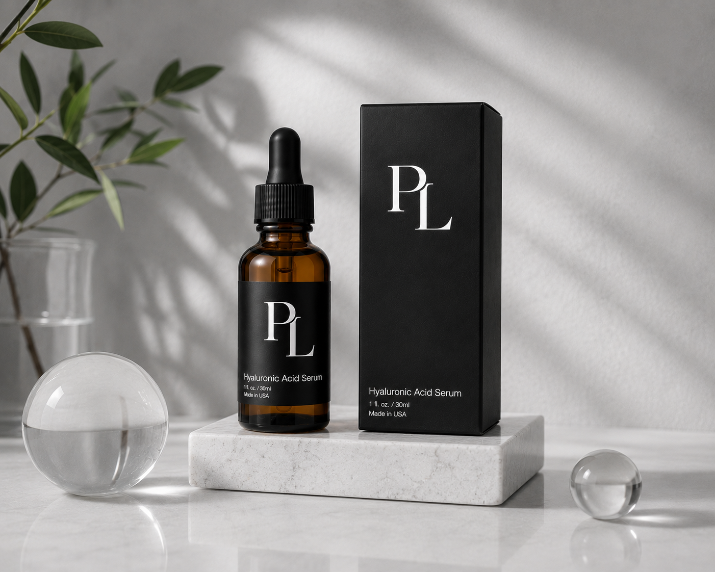 Hyaluronic Acid Serum | Deep Hydration & Plumping Formula Minimalist_skincare_serum_still_life
