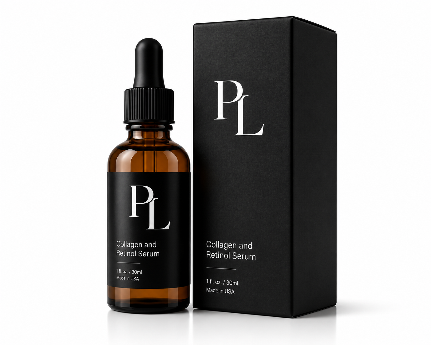 Collagen & Retinol Serum | Firming & Hydrating Formula Minimalist_skincare_with_amber_glass_bottle