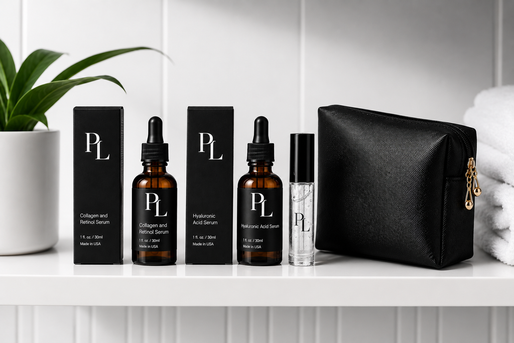 The Complete Ritual Bundle Minimalistskincaredisplayonwhiteshelf