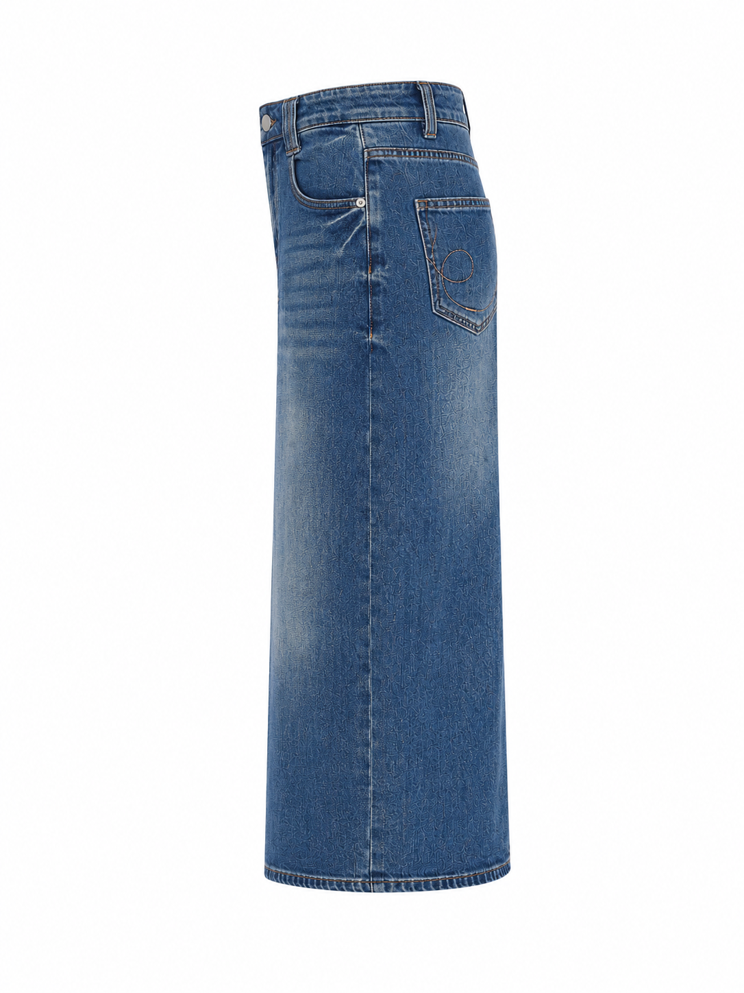 Vintage Wash Denim Midi Skirt for Women PoshLana_Denim
