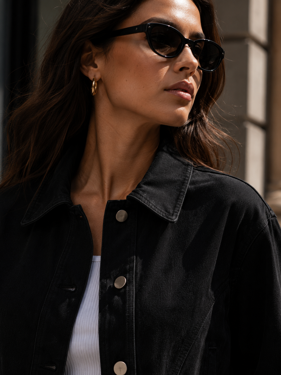 The Cropped Denim Jacket Urban_fashion_portrait_with_sunlight_accents