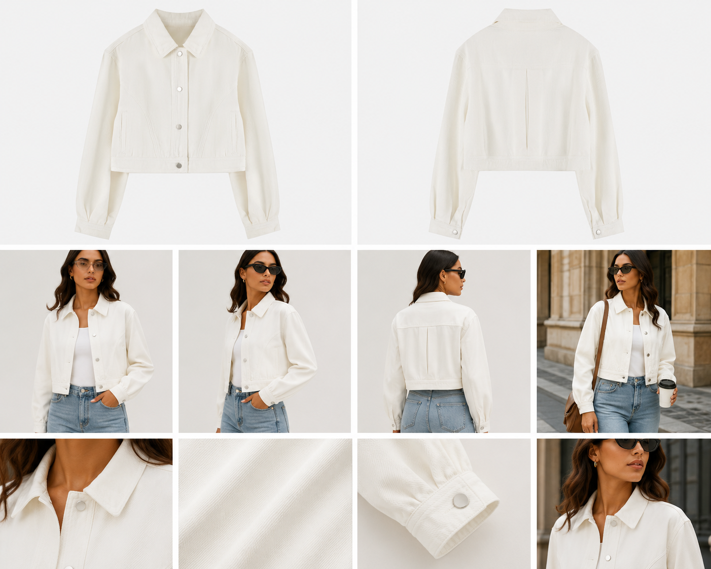 The Cropped Denim Jacket White_cropped_jacket_fashion_collage